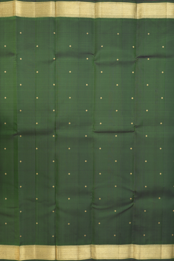 Kanchipuram Silk Saree In Green With Zari Buttis