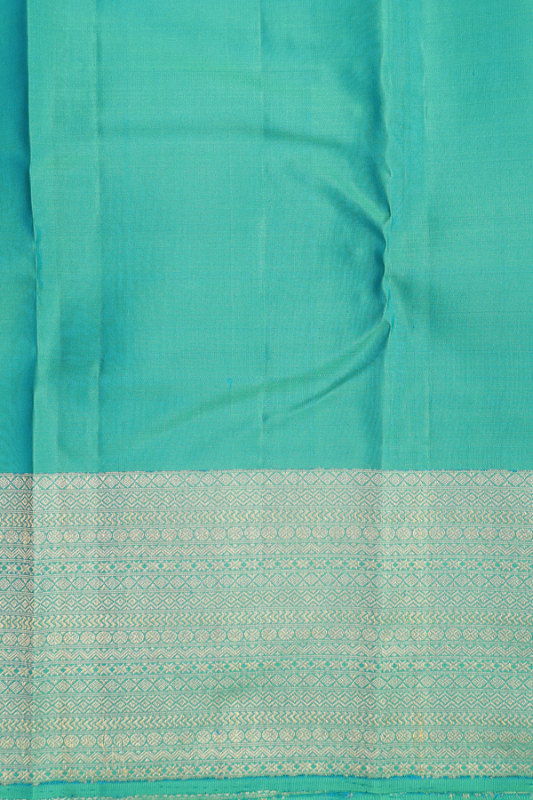 Kanchipuram Silk Saree In Greenish Blue With Jacquard Pattern