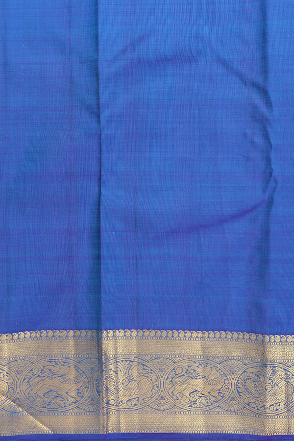 Kanchipuram Silk Saree In Greenish Blue With Stripes Design