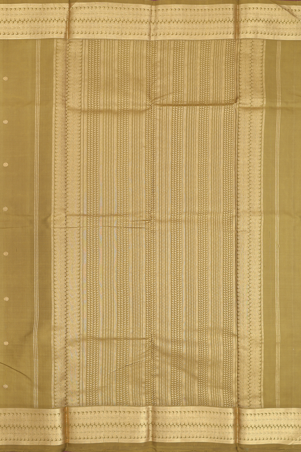 Kanchipuram Silk Saree In Greenish Brown With Zari Buttas