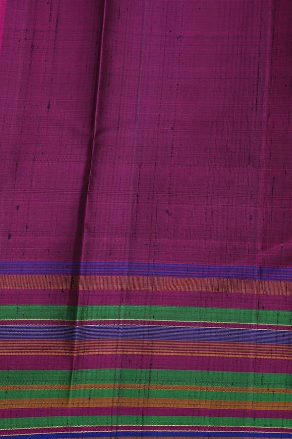 Kanchipuram Silk Saree In Grey And Black With Stripes Border