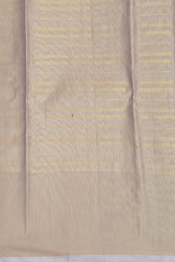 Kanchipuram Silk Saree In Grey And Red With Stripes Design