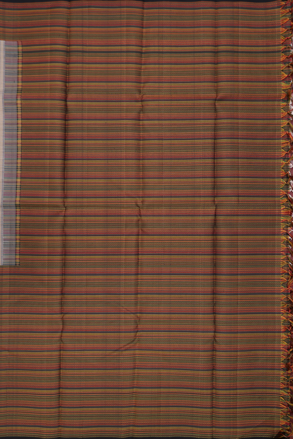 Kanchipuram Silk Saree In Grey With Checks Design