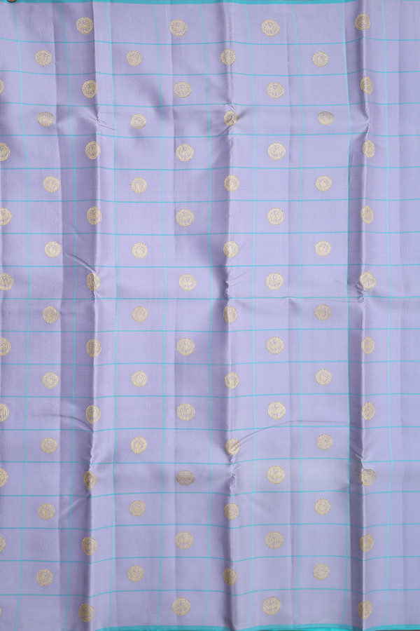 Kanchipuram Silk Saree In Grey With Checks Design