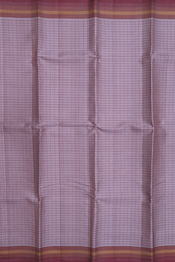 Kanchipuram Silk Saree In Grey With Checks Design