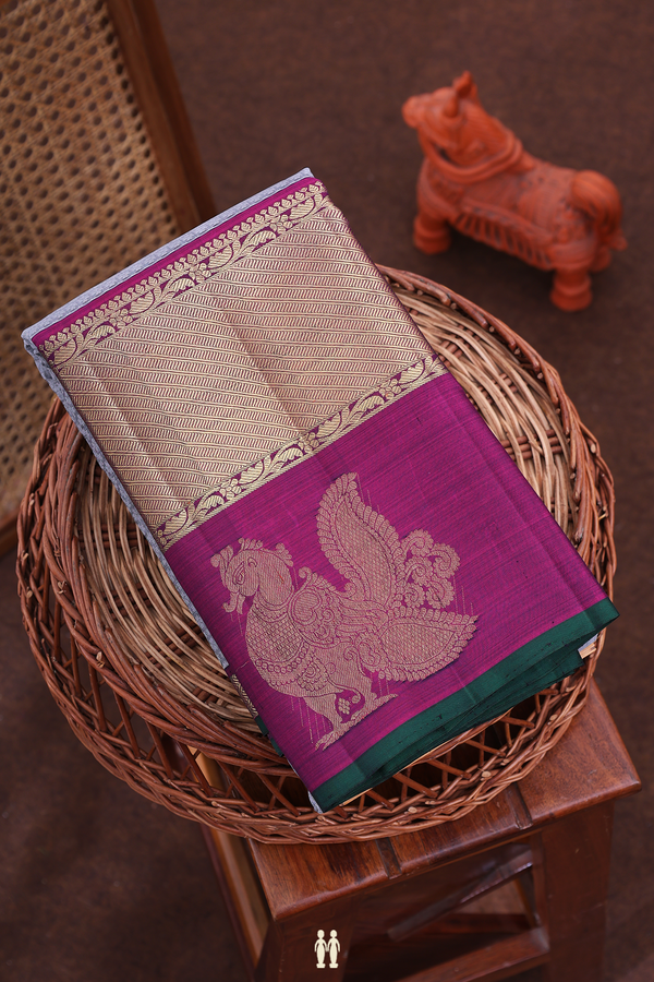 Kanchipuram Silk Saree In Grey With Jacquard Pattern