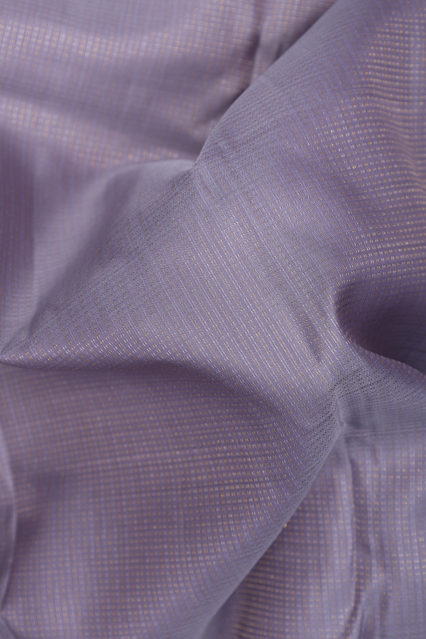 Kanchipuram Silk Saree In Grey With Stripes Design