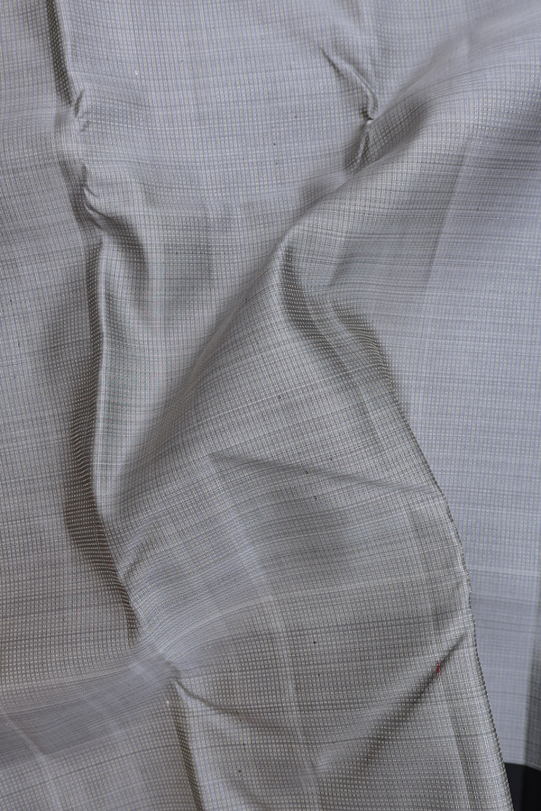 Kanchipuram Silk Saree In Grey With Stripes Design