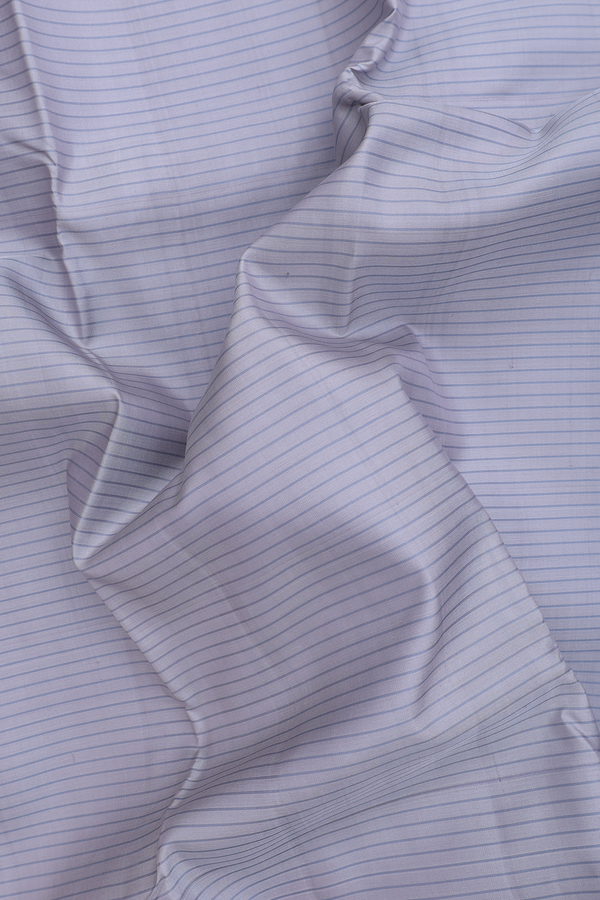 Kanchipuram Silk Saree In Grey With Stripes Design