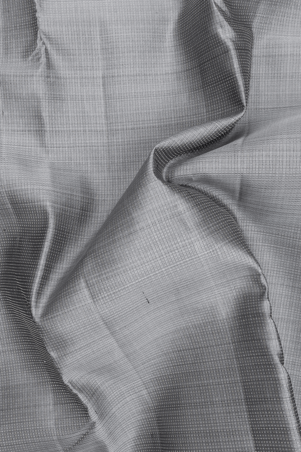 Kanchipuram Silk Saree In Grey With Stripes Design