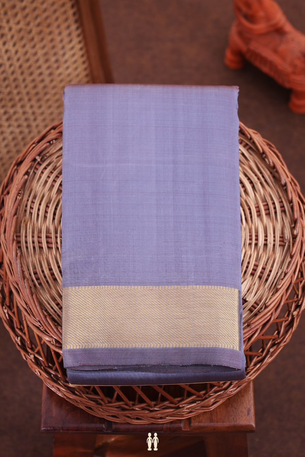 Kanchipuram Silk Saree In Grey With Twill Weave Border