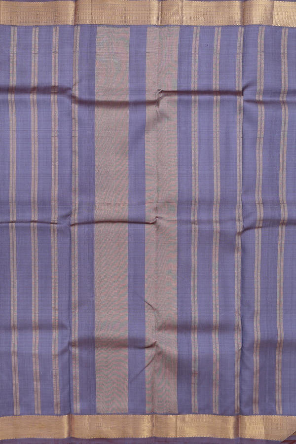 Kanchipuram Silk Saree In Grey With Twill Weave Border