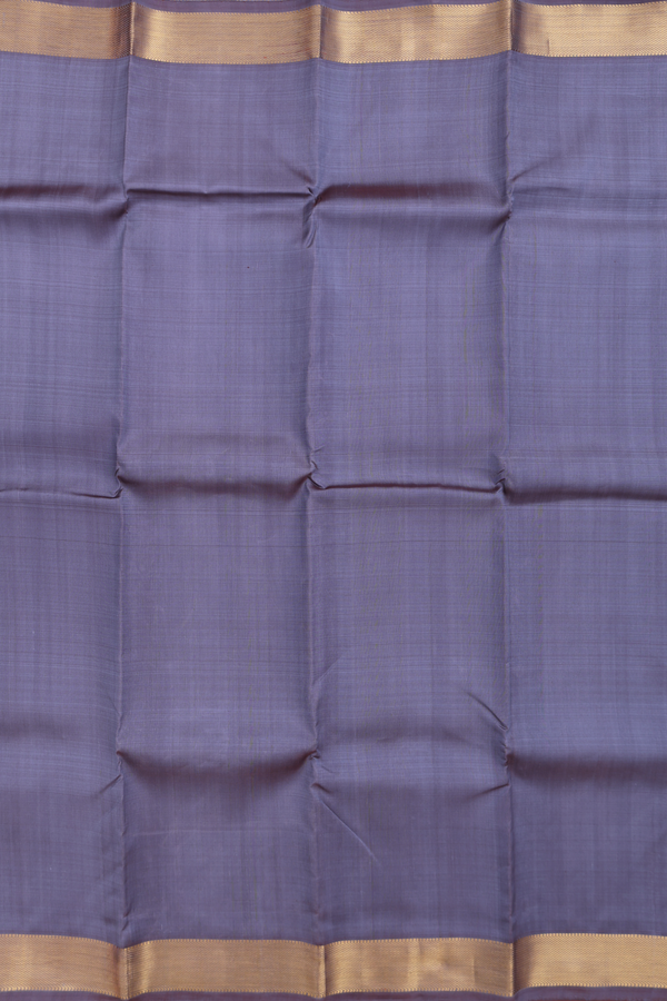 Kanchipuram Silk Saree In Grey With Twill Weave Border