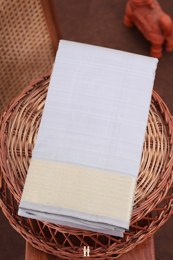 Kanchipuram Silk Saree In Grey With Zari Border