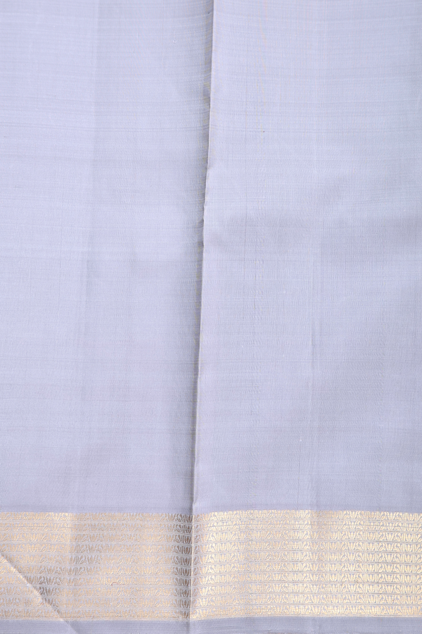 Kanchipuram Silk Saree In Grey With Zari Border