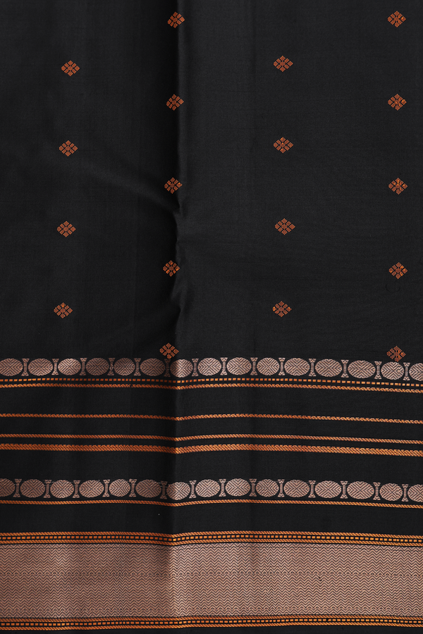 Kanchipuram Silk Saree In Greyish Brown With Stripes Design