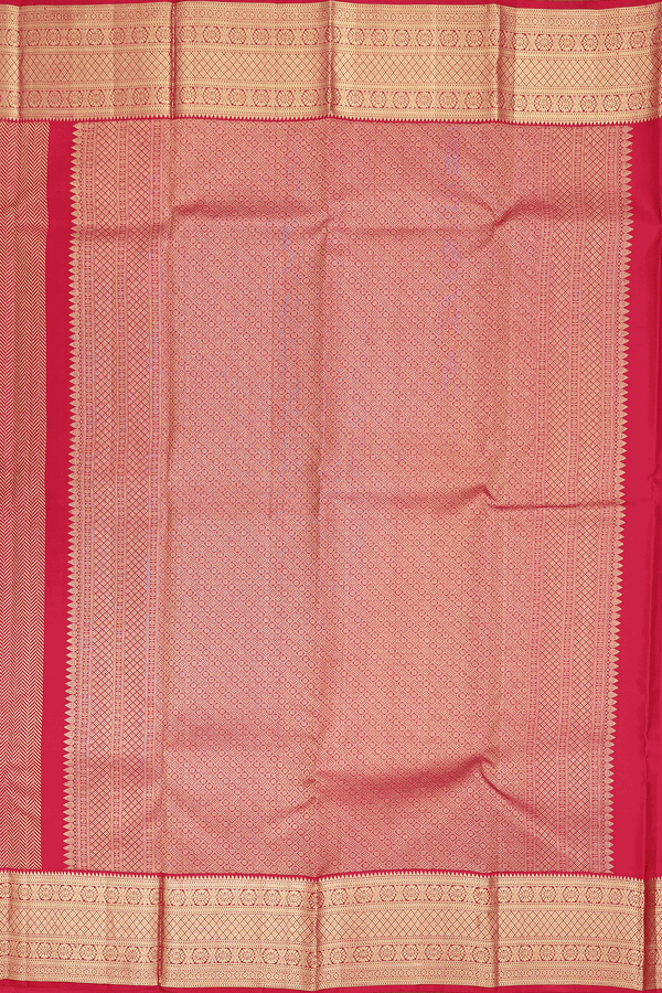 Kanchipuram Silk Saree In Crimson Red With Brocade Design