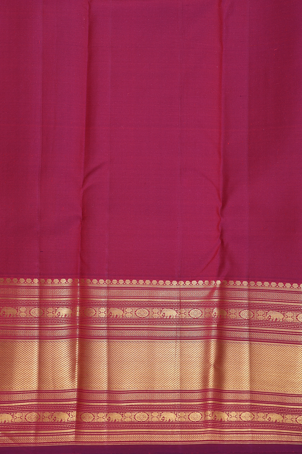 Kanchipuram Silk Saree In Hibiscus Red With Brocade Design