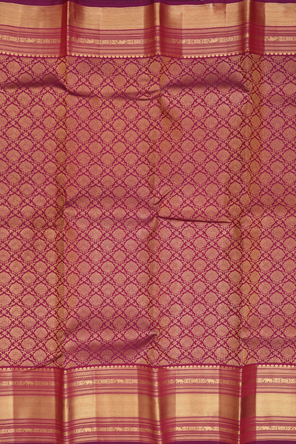 Kanchipuram Silk Saree In Hibiscus Red With Brocade Design