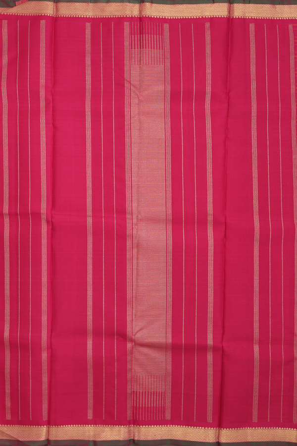 Kanchipuram Silk Saree In Hibiscus Red With Checks Design