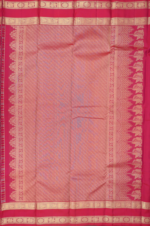 Kanchipuram Silk Saree In Hibiscus Red With Checks Design