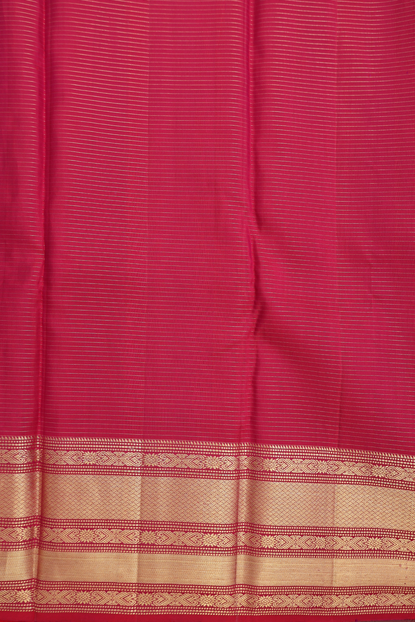 Kanchipuram Silk Saree In Hibiscus Red With Checks Design