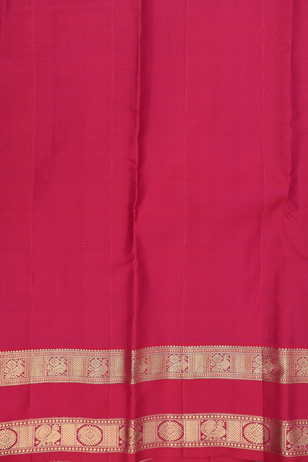 Kanchipuram Silk Saree In Hibiscus Red With Checks Design