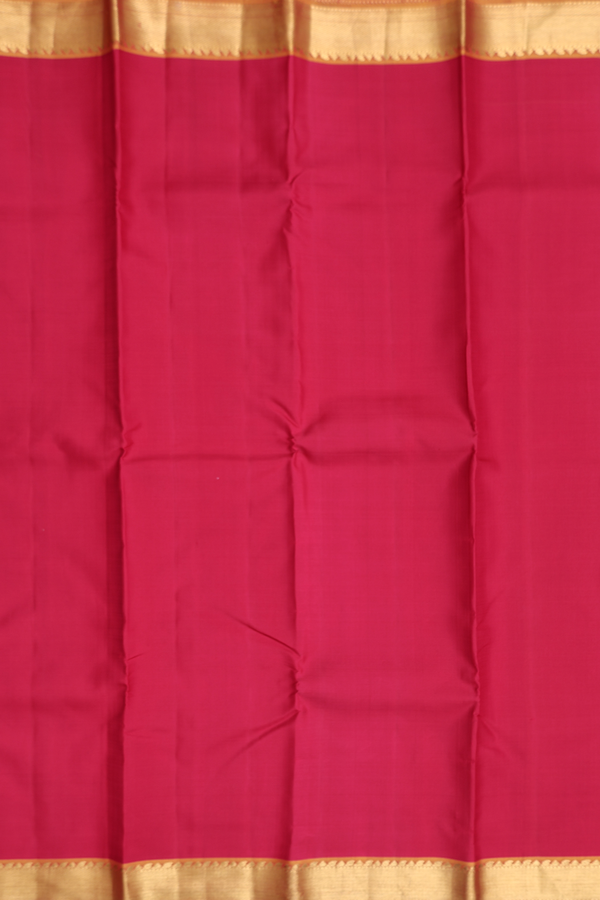 Kanchipuram Silk Saree In Hibiscus Red With Contrast Border