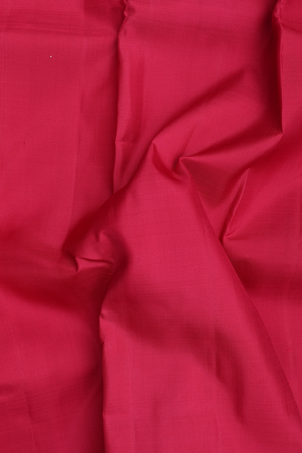 Kanchipuram Silk Saree In Hibiscus Red With Contrast Border