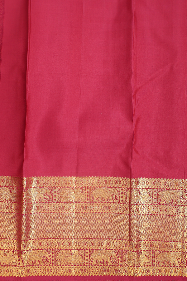 Kanchipuram Silk Saree In Hibiscus Red With Jacquard Pattern