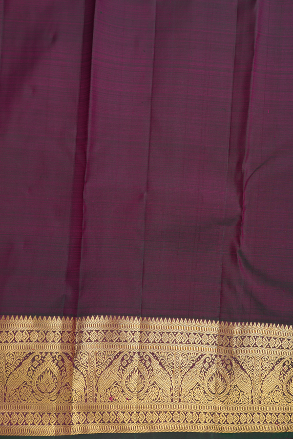 Kanchipuram Silk Saree In Hibiscus Red With Leaf Zari Motifs