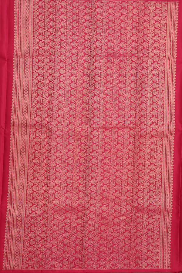 Kanchipuram Silk Saree In Hibiscus Red With Mandala Design