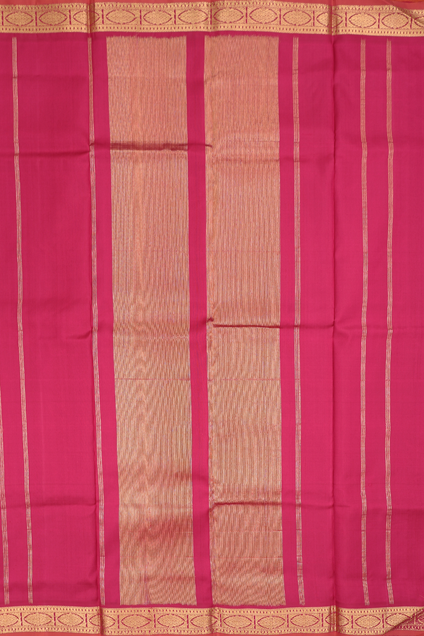 Kanchipuram Silk Saree In Hibiscus Red With Zari Border