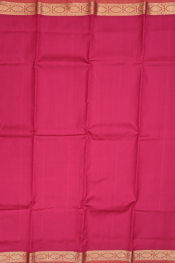 Kanchipuram Silk Saree In Hibiscus Red With Zari Border