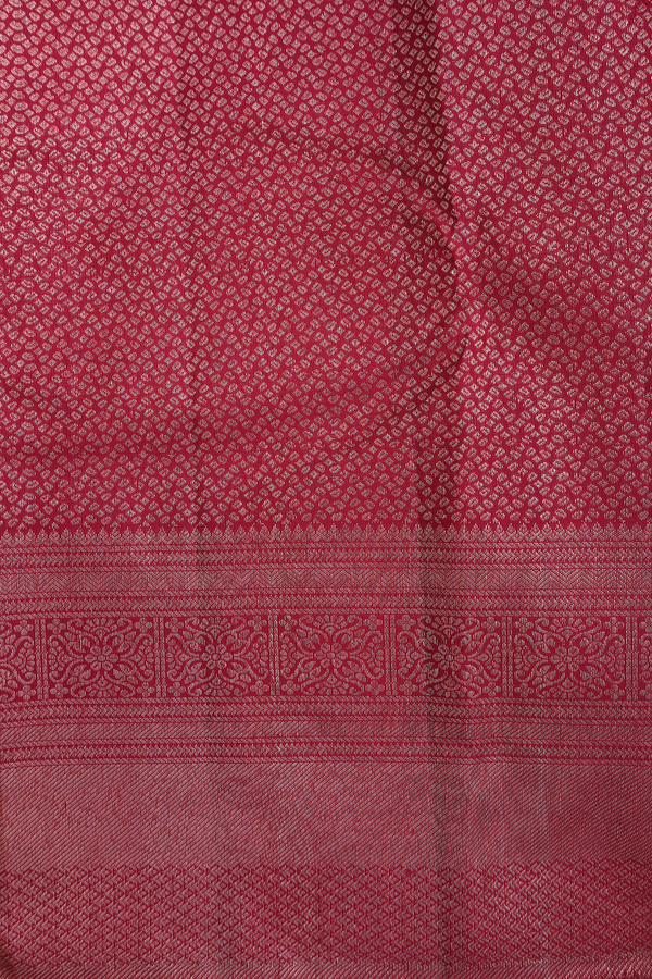 Kanchipuram Silk Saree In Hibiscus Red With Zari Buttas