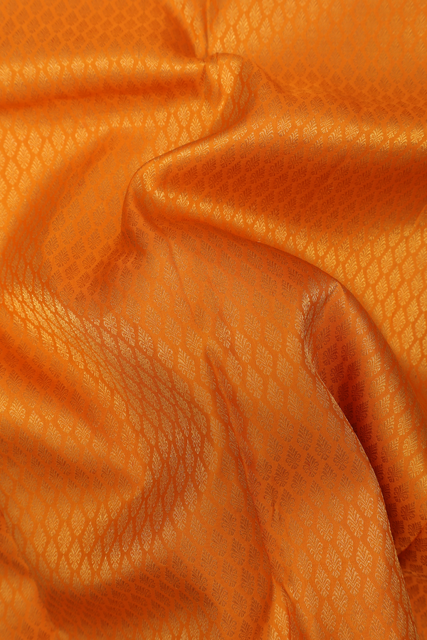 Kanchipuram Silk Saree In Honey Orange With Brocade Design