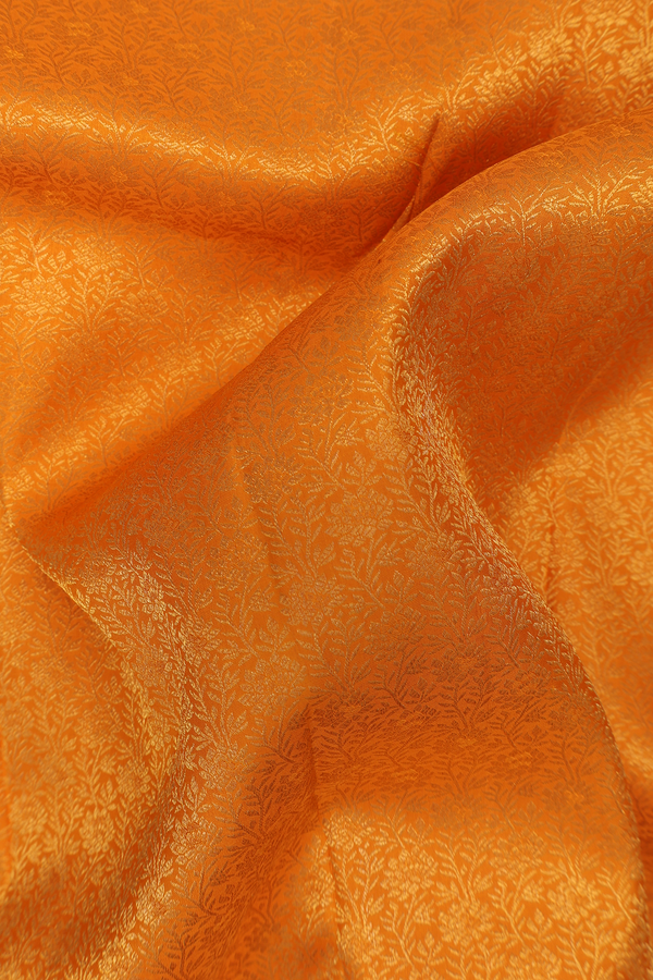 Kanchipuram Silk Saree In Honey Orange With Floral Design