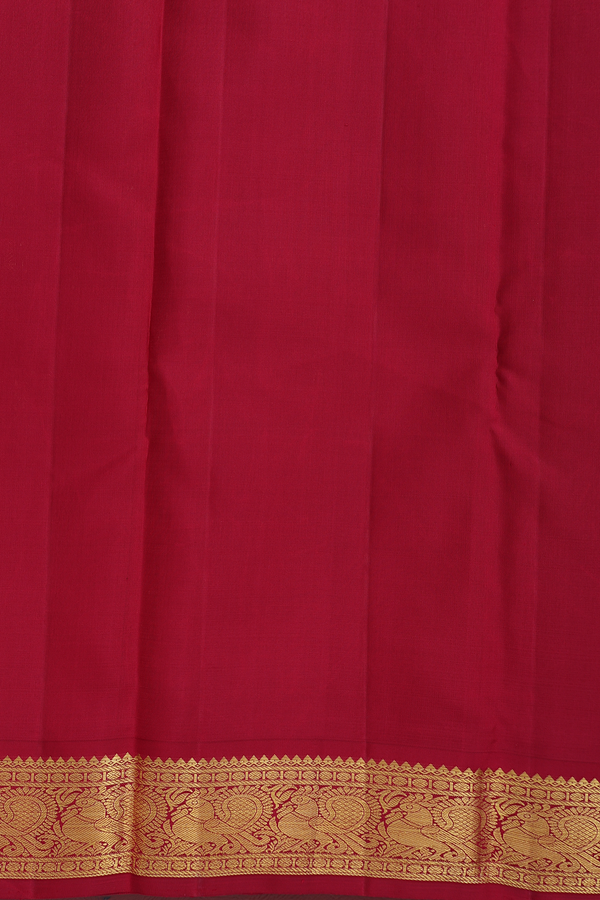 Kanchipuram Silk Saree In Honey Orange With Korvai Border