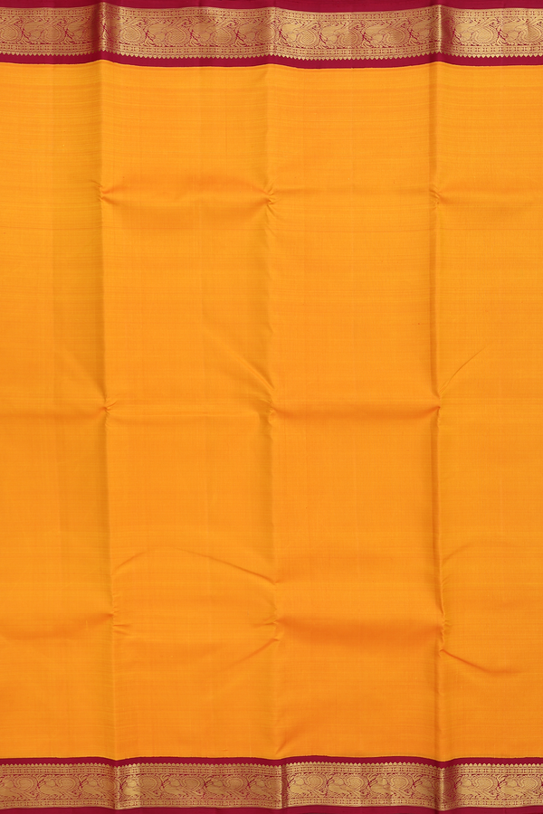 Kanchipuram Silk Saree In Honey Orange With Korvai Border