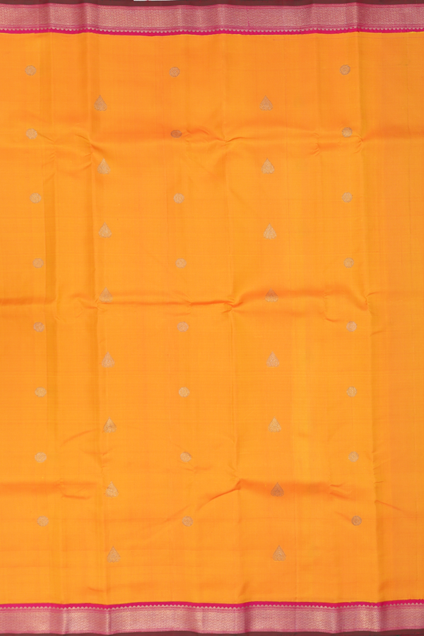 Kanchipuram Silk Saree In Honey Orange With Zari Buttas Buttas