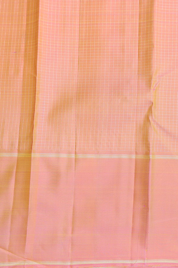 Kanchipuram Silk Saree In Honey Yellow With Checks Design