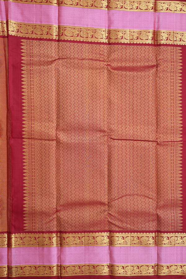 Kanchipuram Silk Saree In Honey Yellow With Contrast Border