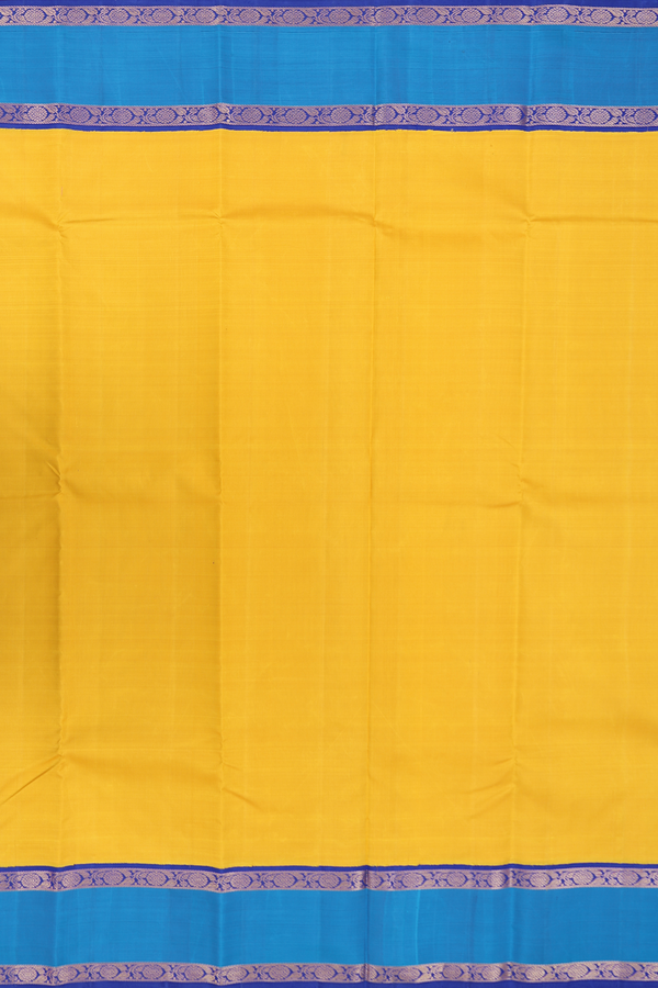 Kanchipuram Silk Saree In Honey Yellow With Contrast Border