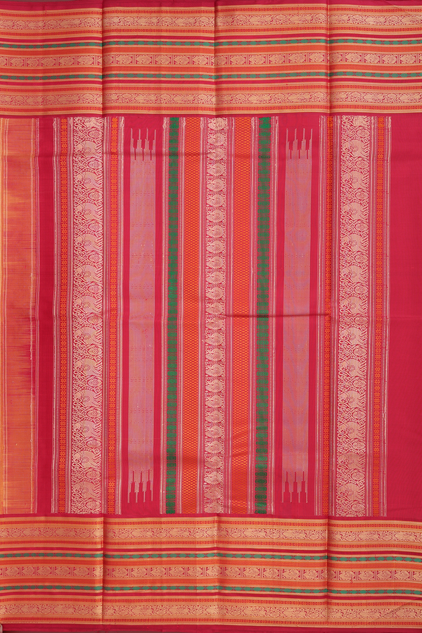 Kanchipuram Silk Saree In Honey Yellow With Rudraksh Buttas