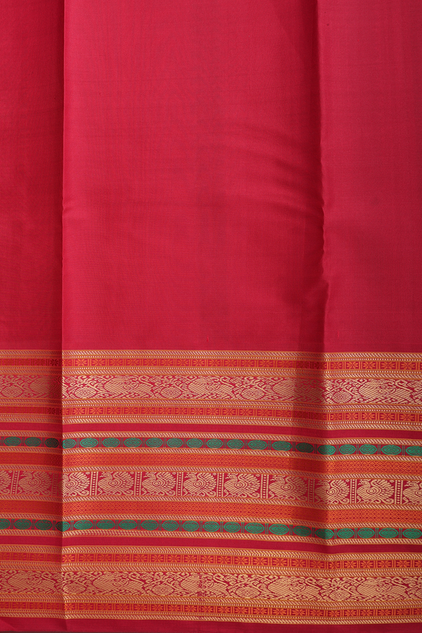 Kanchipuram Silk Saree In Honey Yellow With Rudraksh Buttas