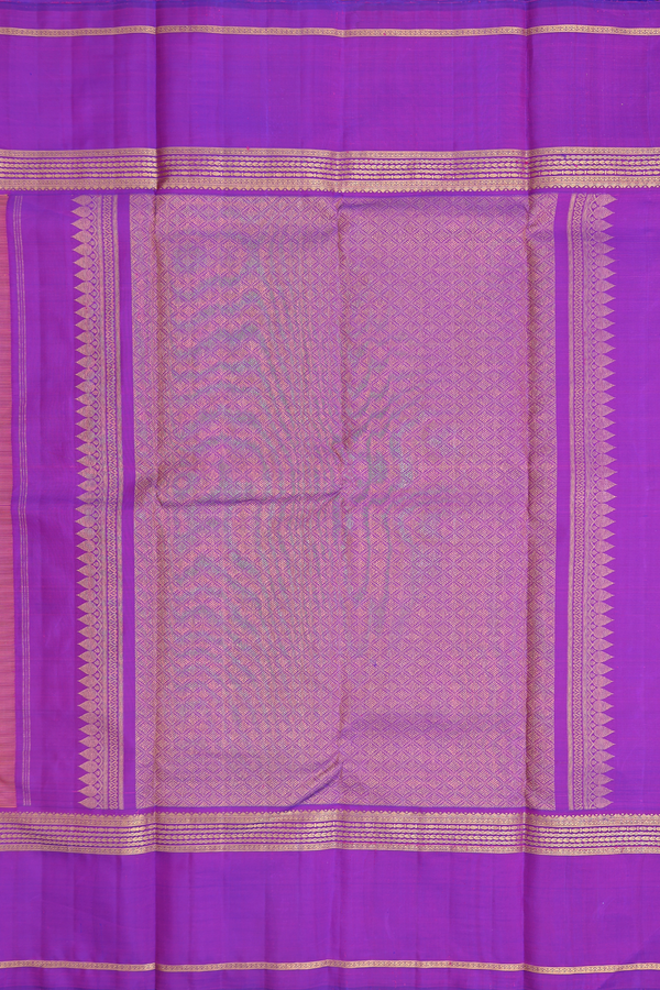 Kanchipuram Silk Saree In Honey Yellow With Stripes Design
