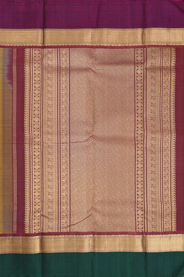 Kanchipuram Silk Saree In Honey Yellow With Zari Buttas