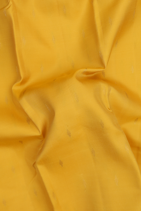 Kanchipuram Silk Saree In Honey Yellow With Zari Buttas