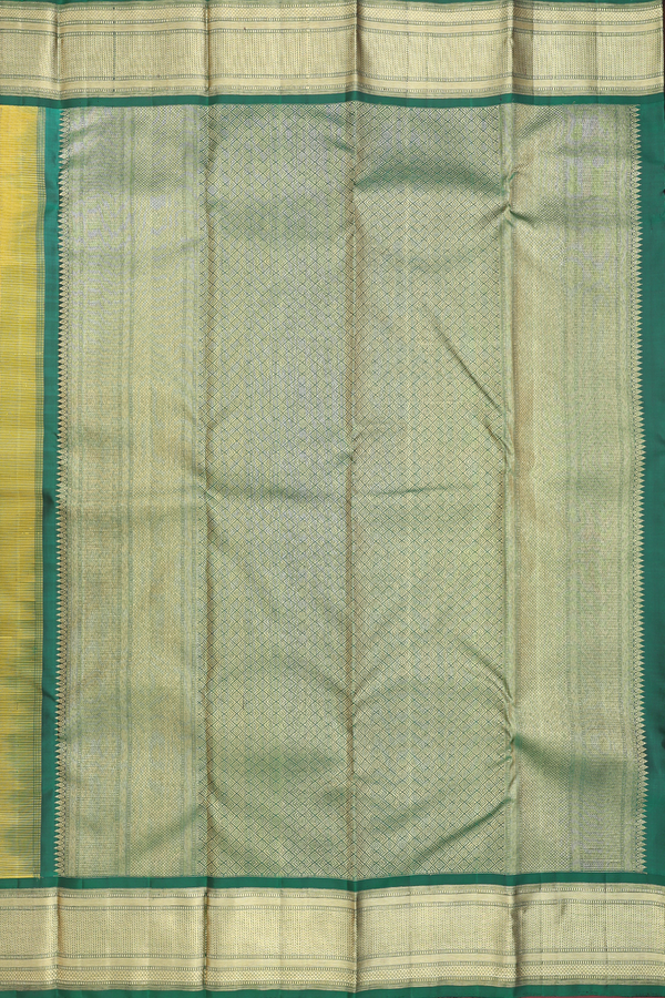 Kanchipuram Silk Saree In Honey Yellow With Zari Buttis