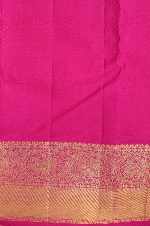 Kanchipuram Silk Saree In Hot Pink Threadwork With Buttas